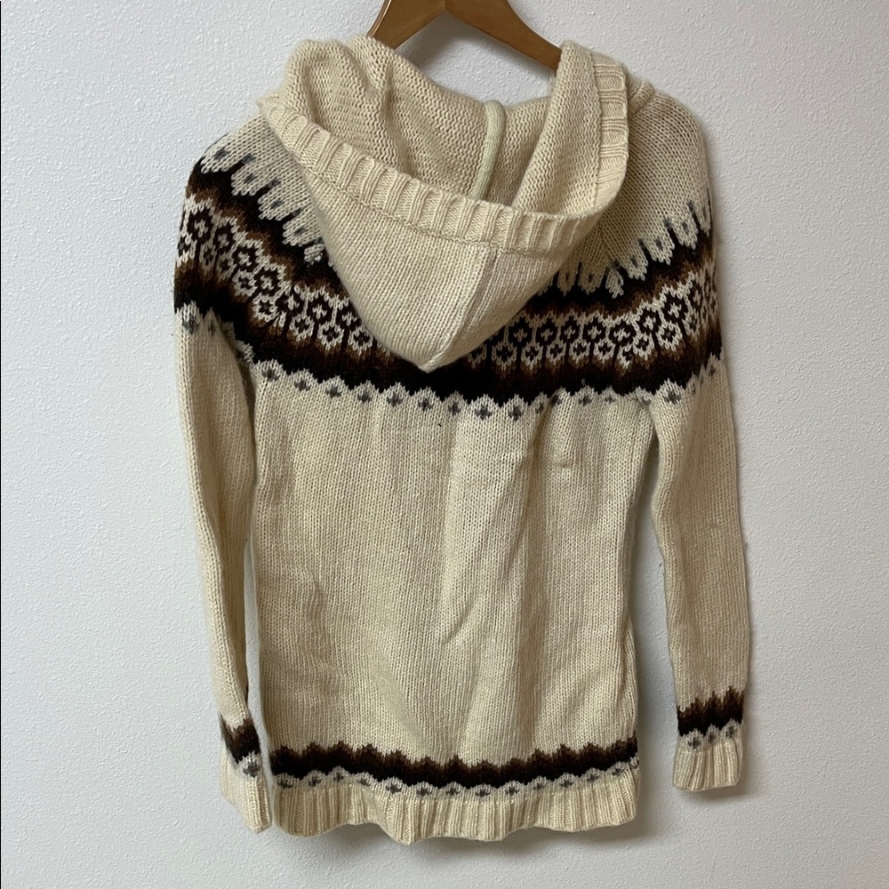 Heritage 1981 Cream and Brown Knit wool blend Cardigan women’s size M - Picture 4 of 5